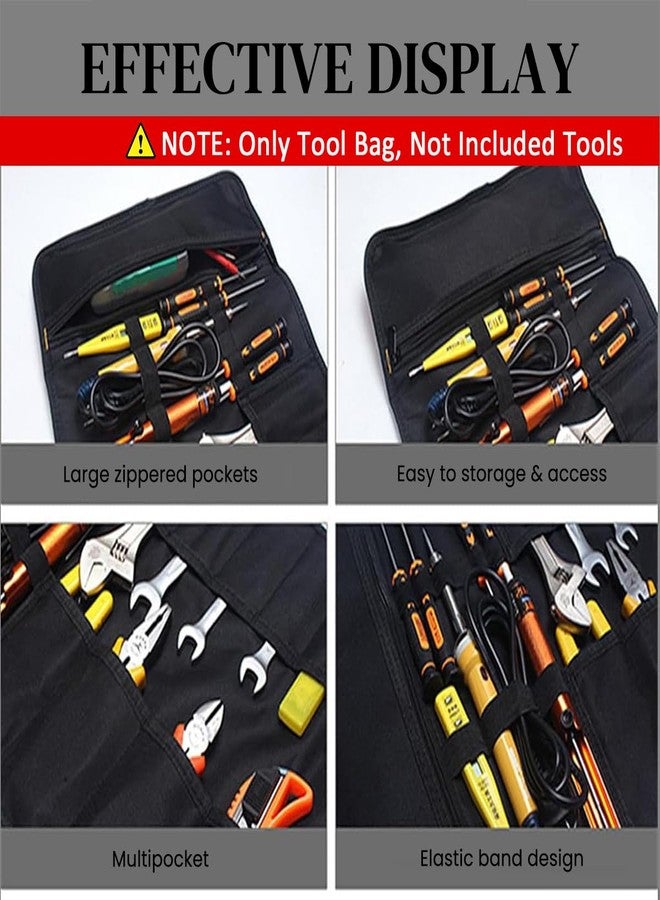 Serplex® Roll Up Tool Bag Large Tool Storage Bag Waterproof 600D Oxford Tool Storage Bag Zipper Pouches Portable Tool Organizer Tool Storage Pouch - No Tools Included - Image 4
